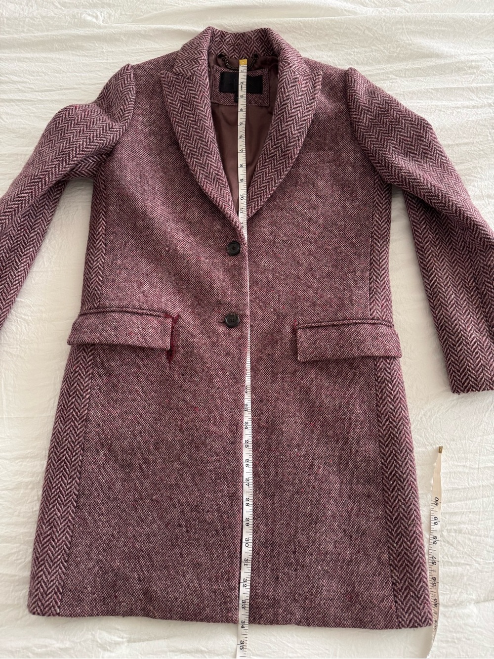 J.Crew Collection 100% Wool Herringbone Blazer Jacket Mauve Burgundy Size 2 - Picture 12 of 13